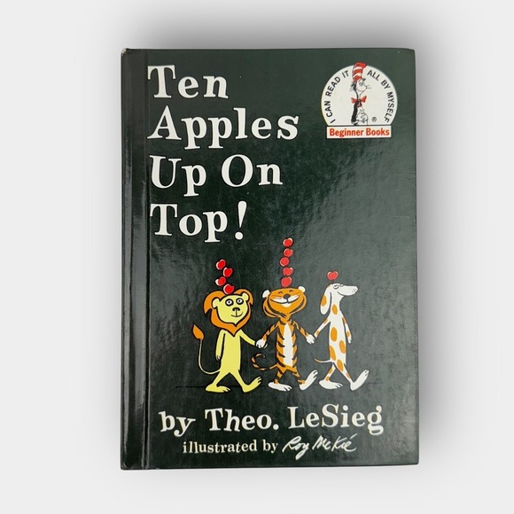 Beginner Books Ten Apples Up On Top 1961 Theo LeSieg Roy McKie Stained Copy HC - Picture 1 of 10